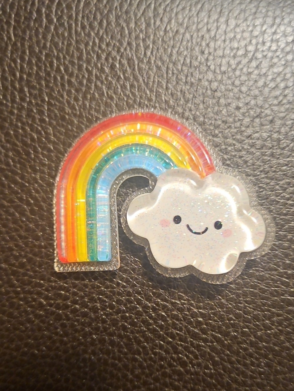 Jibbitz Rainbow and Smiling Cloud Charm - Red Orange Yellow Green Blue White
